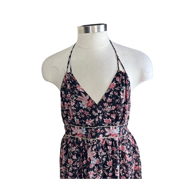 Express Black Floral Metallic Tiered Ruffled Spaghetti Straps Mini Dress Sz XL - Picture 2 of 15